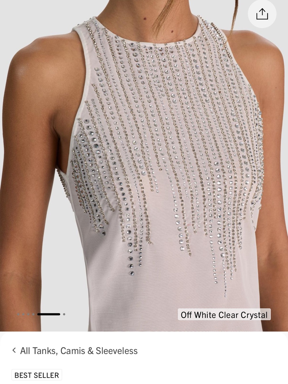 Alice + Olivia Off-White Crystal-Embellished Sleeveless Tank